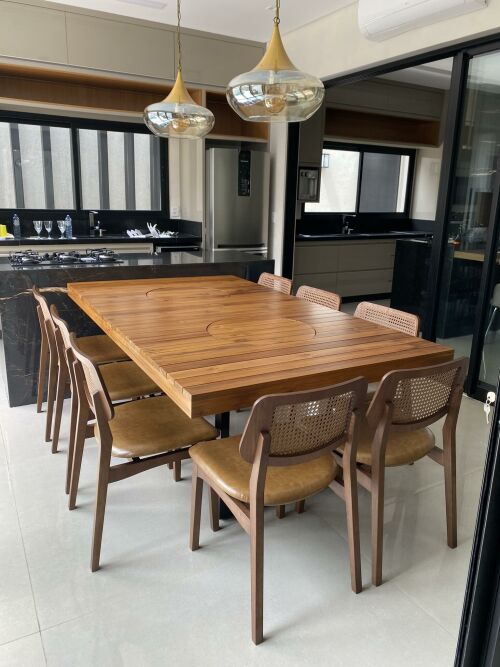 Imagem do produto Mesa Industrial Teca Ripada 200x120cm
